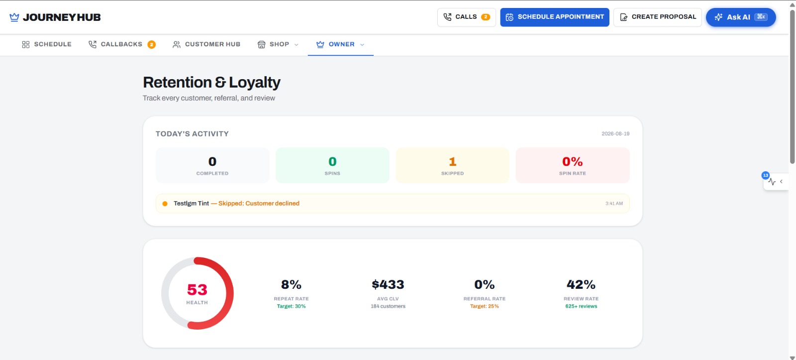Retention and referral tracking, running without you.